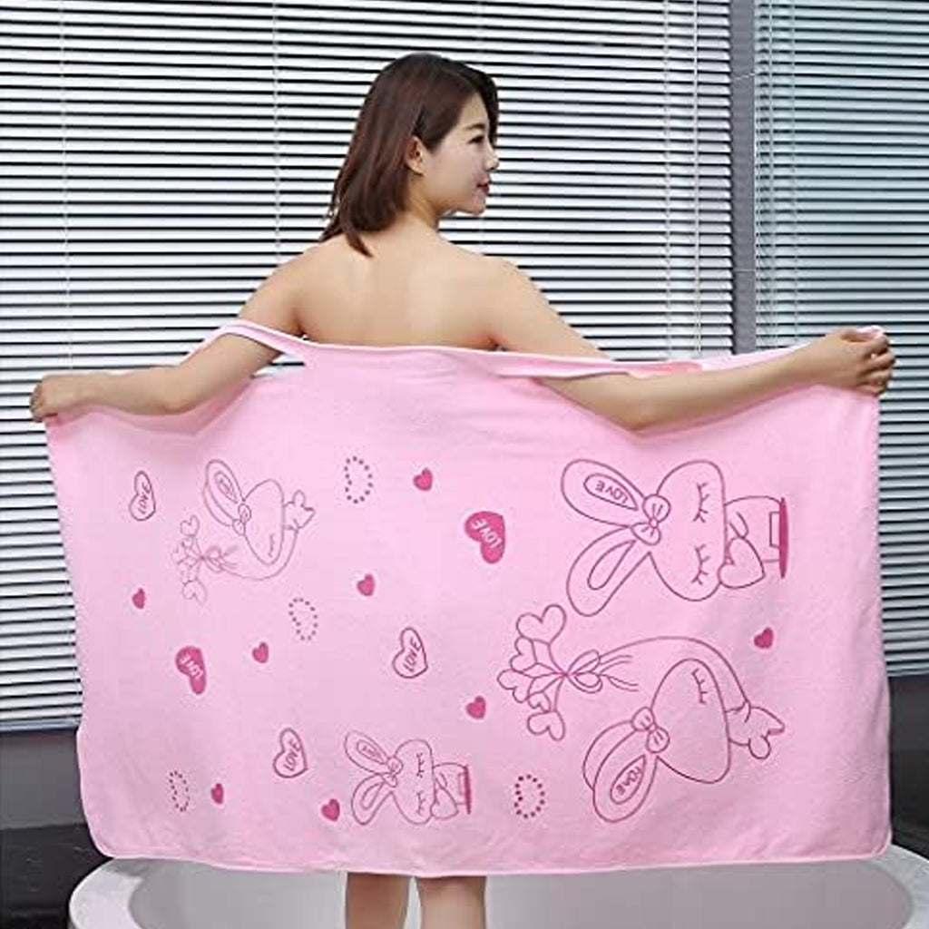 Soft  Absorbent Microfiber Bath Towel Wrap With Shoulder Straps (1 Pc)