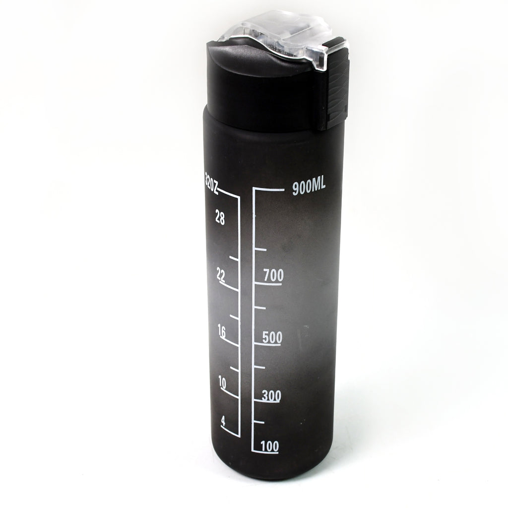 Plastic Black Motivational Water Bottle With Straw (900 Ml)