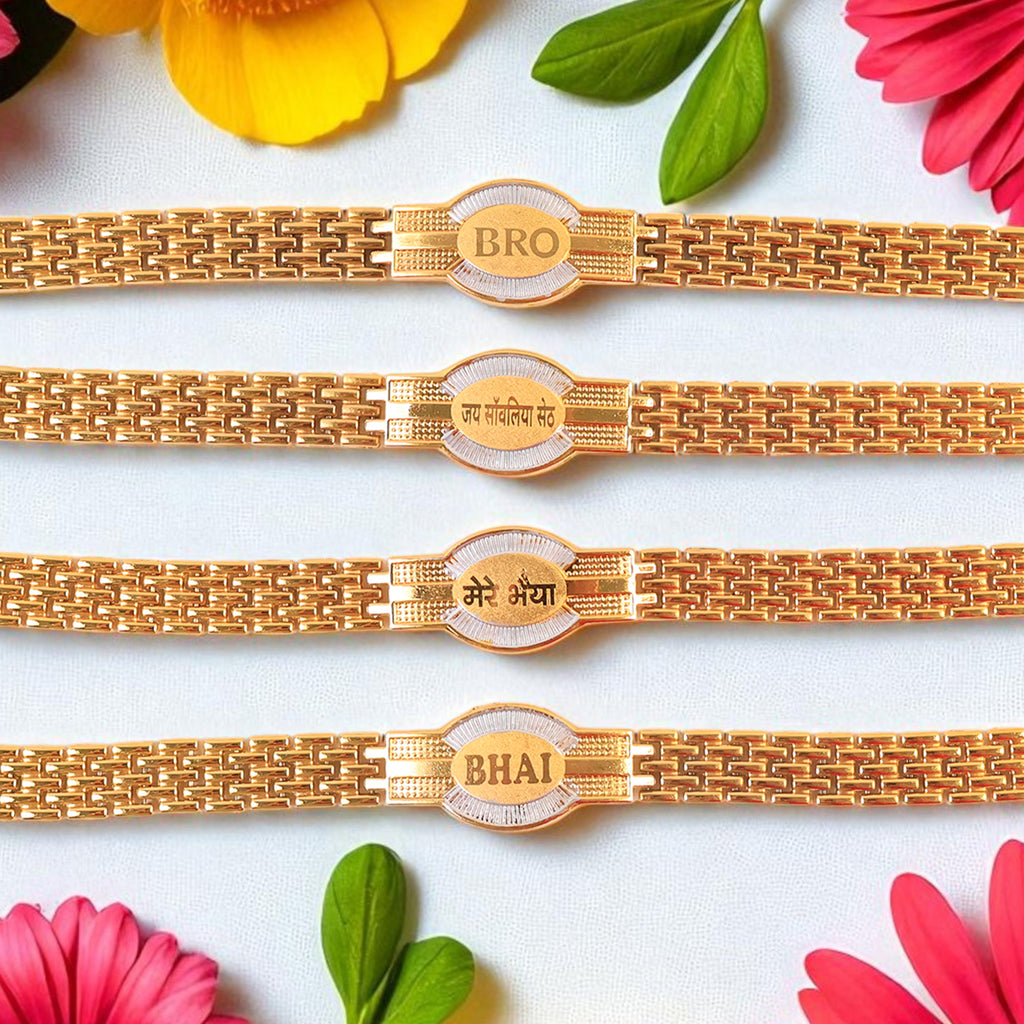 Rakhi Bracelet For Brother Metal Chain Style Rakhi With Mixed Designs (1 Pc)