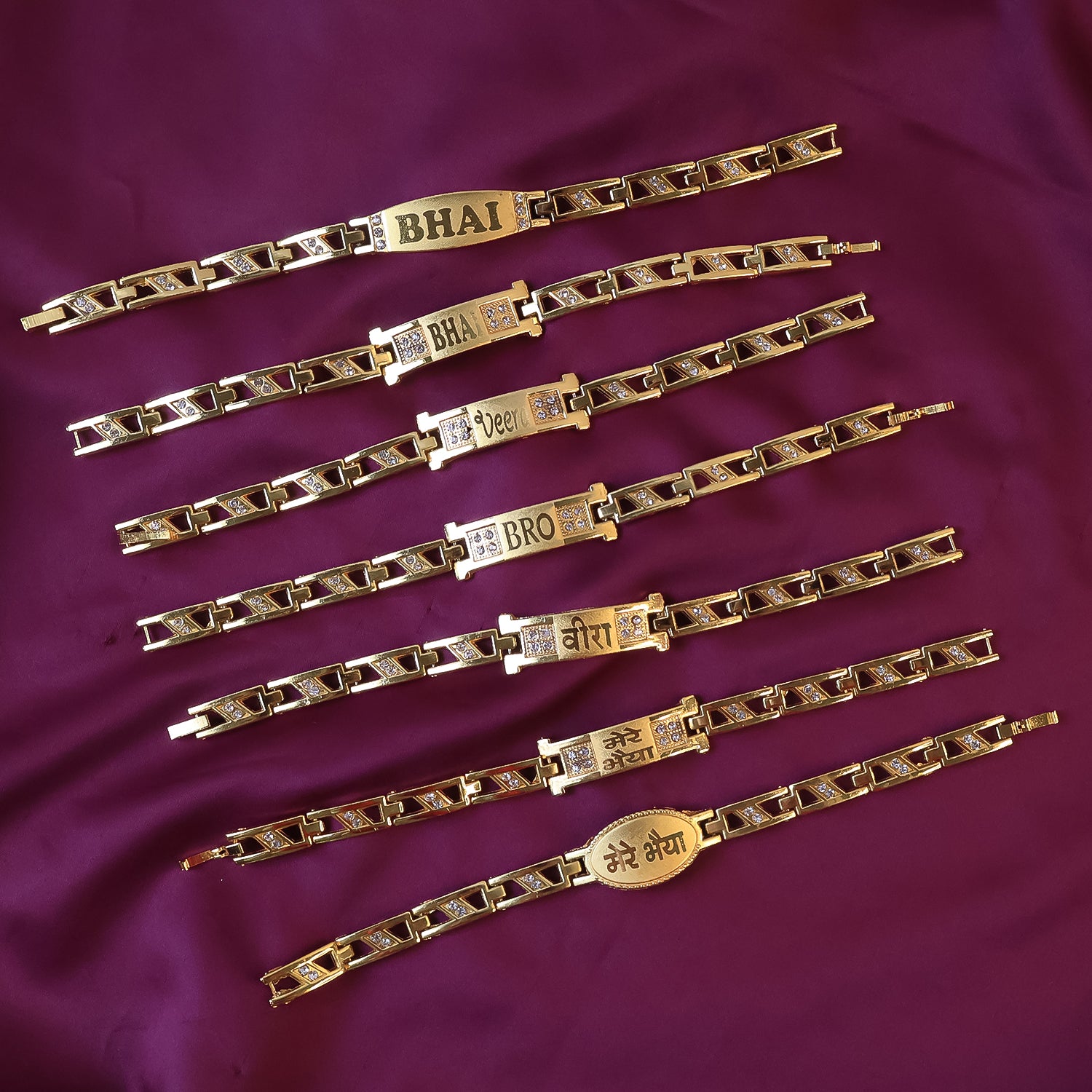 Metal Rakhi Bracelet For Brother Chain Rakhi With Wording (Mix Design 1 Pc)