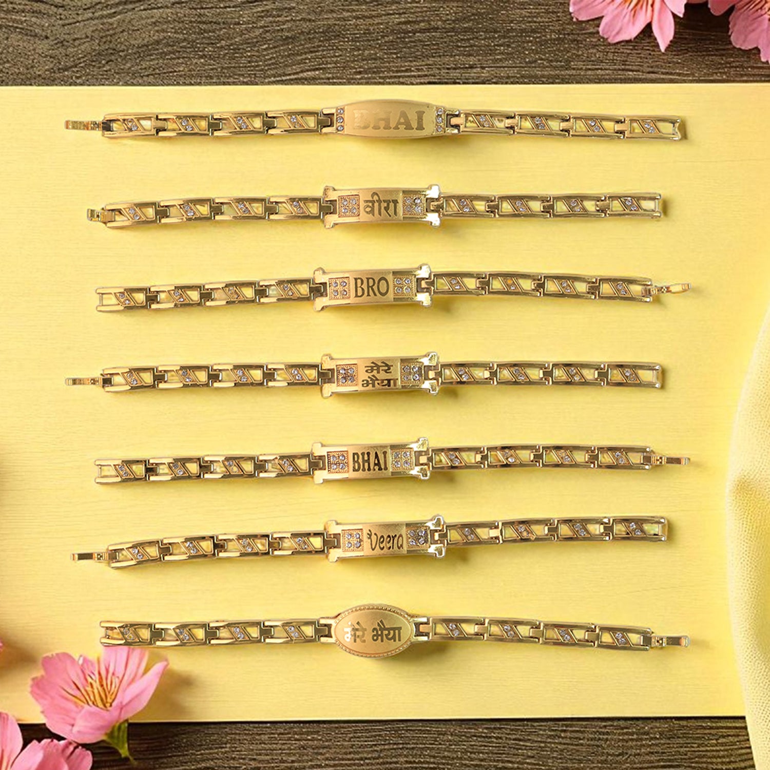 Metal Rakhi Bracelet For Brother Chain Rakhi With Wording (Mix Design 1 Pc)