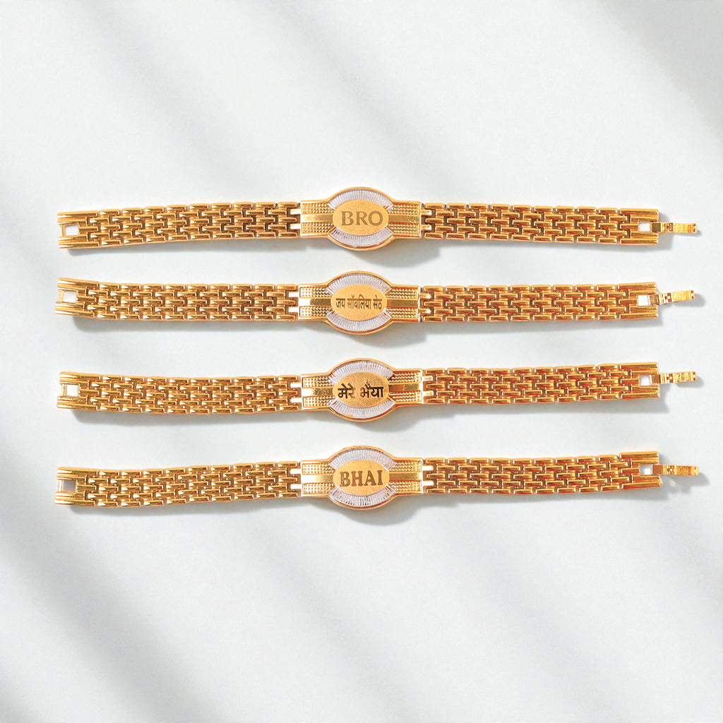 Rakhi Bracelet For Brother Metal Chain Style Rakhi With Mixed Designs (1 Pc)